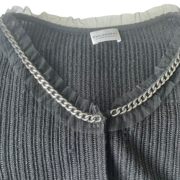 Philosophy di Alberta Ferretti Virgin Wool Cardigan Sweater Chain Trim 4 EUC - Picture 4 of 14